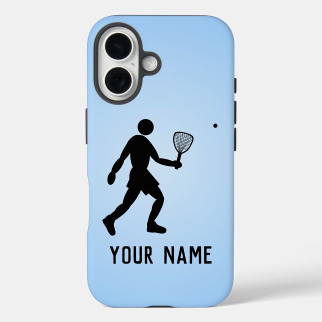Squash Player / Racquetball Motif & your name blue Case-Mate iPhone Case (Back)