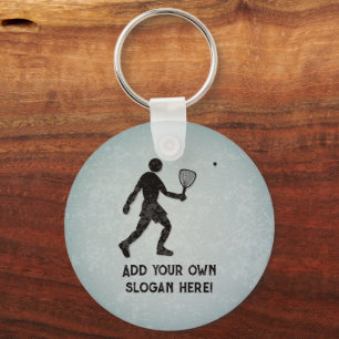 Squash - Playing Racquetball - own text both sides Key Ring