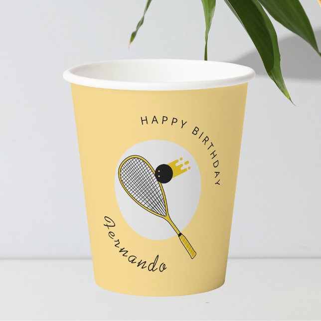Squash Racket & Ball Birthday Paper Cups (Creator Uploaded)