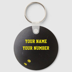 Squashball Keychain ID Tag YOUR NAME & Number