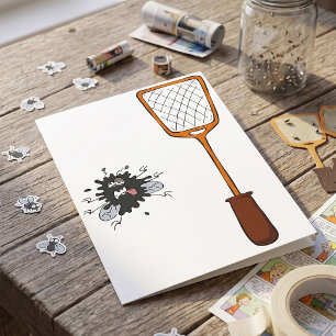 Squashed Fly and Fly Swatter Dead Bug Humour Card