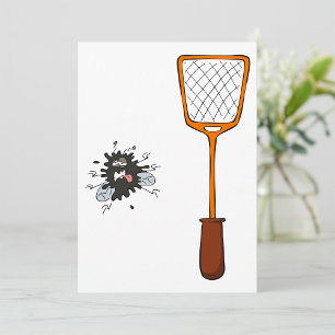 Squashed Fly and Fly Swatter Dead Bug Humour Invitation