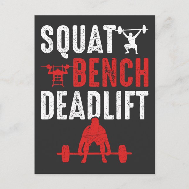 Squat Bench Deadlift Gym Workout Powerlifting Postcard (Front)