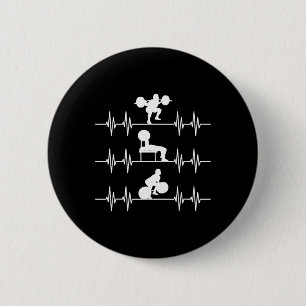 Squat Bench Deadlift Heartbeat Powerlifting 6 Cm Round Badge