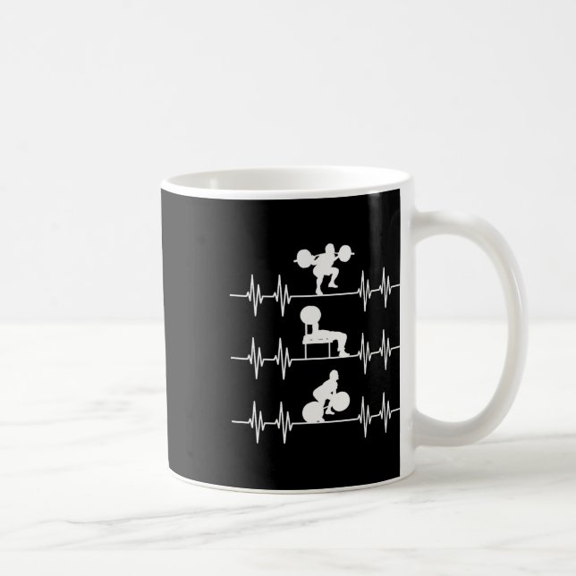 Squat Bench Deadlift Heartbeat Powerlifting  Coffee Mug (Right)