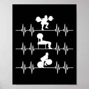 Squat Bench Deadlift Heartbeat Powerlifting Poster