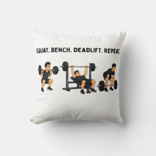 Squat Bench Deadlift Repeat Gym Workout Cushion