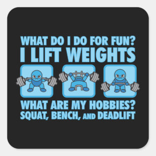 Squat, Bench Press, Deadlift - Hobbies - Kawaii Square Sticker