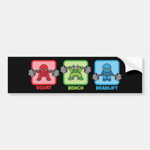 Squat, Bench Press, Deadlift - Kawaii Powerlifter Bumper Sticker