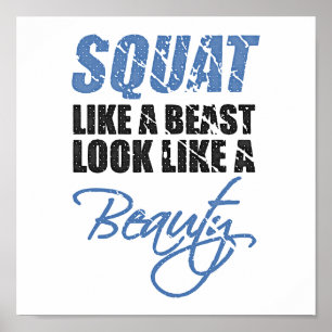 Squat Like A Beast Look Like A Beauty   Retro Poster