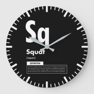 Squat - Periodic Table - Funny Gym Meme Large Clock