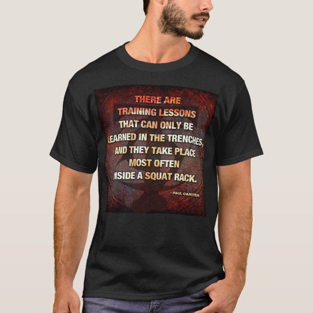 Squat Rack Trenches - Gym Workout Inspirational T-Shirt (Front)
