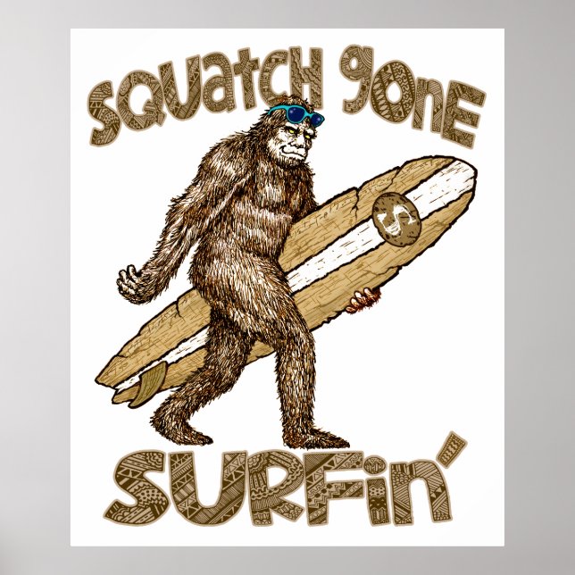 Squatch Gone Surfing Poster (Front)