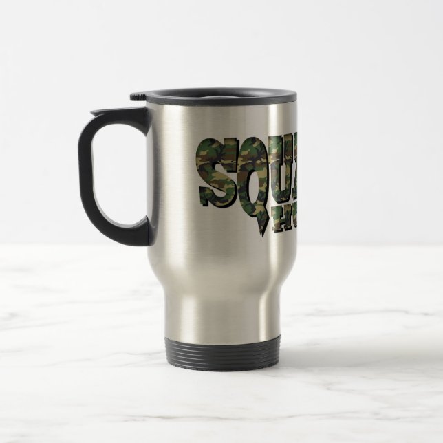Squatch Hunter - Camo Pattern Travel Mug (Left)
