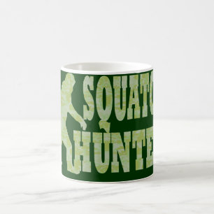 Squatch hunter on camouflage coffee mug