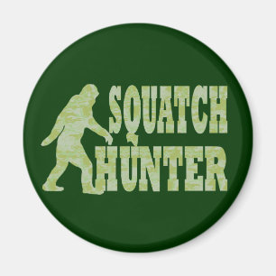 Squatch hunter on camouflage magnet