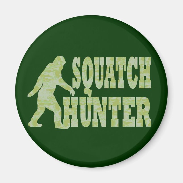 Squatch hunter on camouflage magnet (Front)