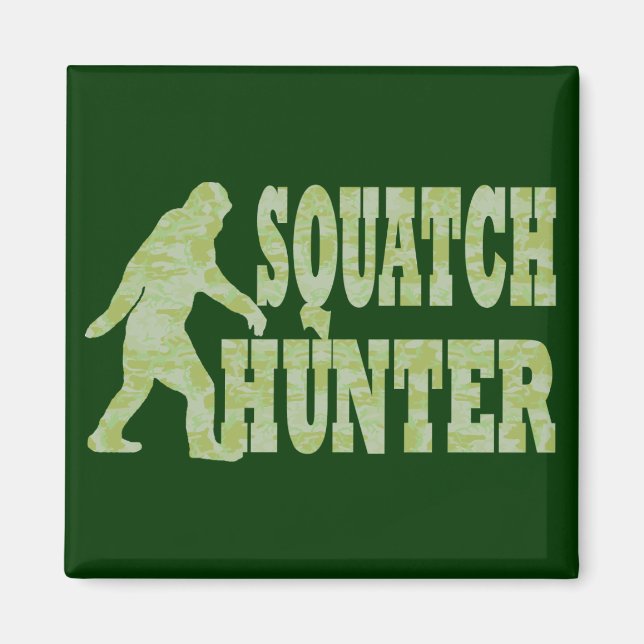 Squatch hunter on camouflage magnet (Front)