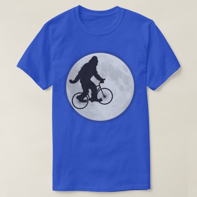 Squatch on a Bike In Sky With Moon T-shirt (Design Front)
