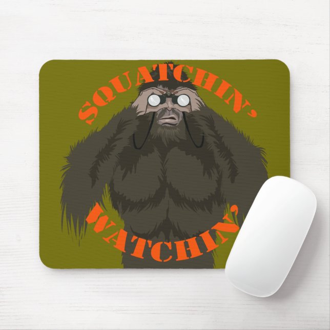 Squatchin' Watchin' Bigfoot Love Mouse Mat (With Mouse)