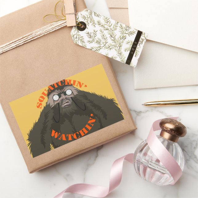 Squatchin' Watchin' Bigfoot Love Rectangular Sticker (Gifting)