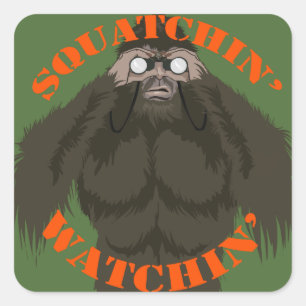 Squatchin' Watchin' Bigfoot Love Square Sticker