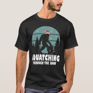 Squatching Through The Snow - Bigfoot Christmas T-Shirt