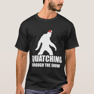 Squatching Through The Snow Bigfoot Santa Christma T-Shirt