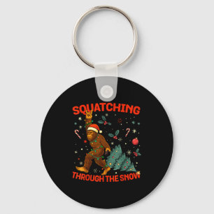 Squatching Through The Snow Funny Bigfoot Rock On  Key Ring