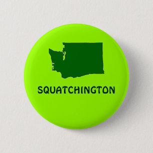 Squatchington Washington State Silhouette 6 Cm Round Badge