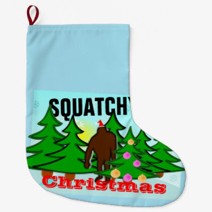 Squatchy Christmas Bigfoot Tacky Large Christmas Stocking
