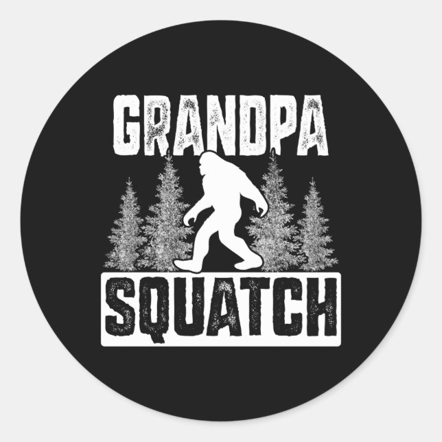 Squatchy Family Bigfoos Grandpa Squatch Classic Round Sticker (Front)