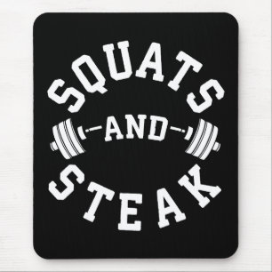 Squats and Steak, Leg Day - Funny Workout Mouse Mat