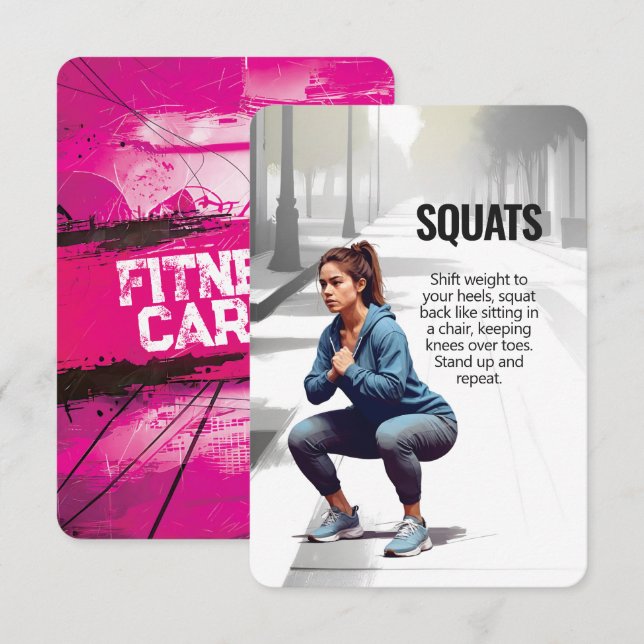 Squats Fitness Card with Pink Backing (Front/Back)