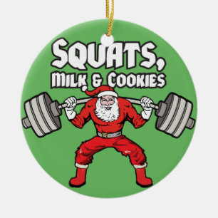 Squats, Milk and Cookies - Santa Claus Ceramic Tree Decoration