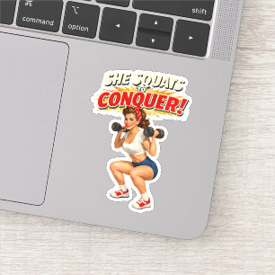 Squats To Conquer -Funny Retro Fitness Pin-Up- Gym