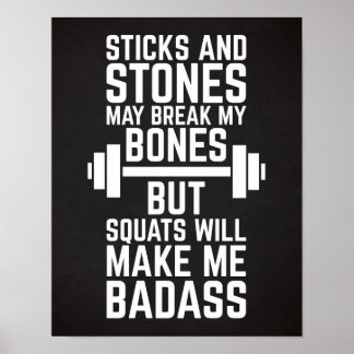 Squats Will Make Me Badass Gym Quote Poster