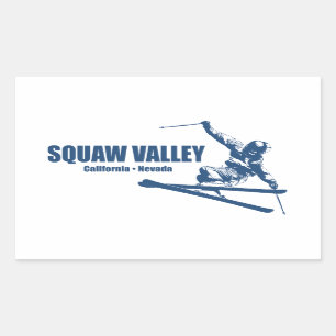 Squaw Valley Ski Resort Skier Rectangular Sticker