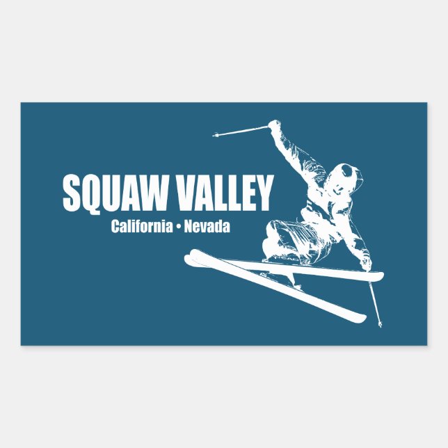Squaw Valley Ski Resort Skier Rectangular Sticker (Front)