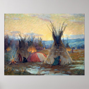 Squaws Preparing Sweat Teepee Poster