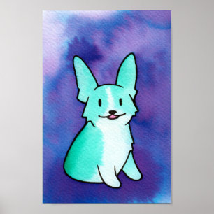 Squeaker McClack Blue Corgi Poster