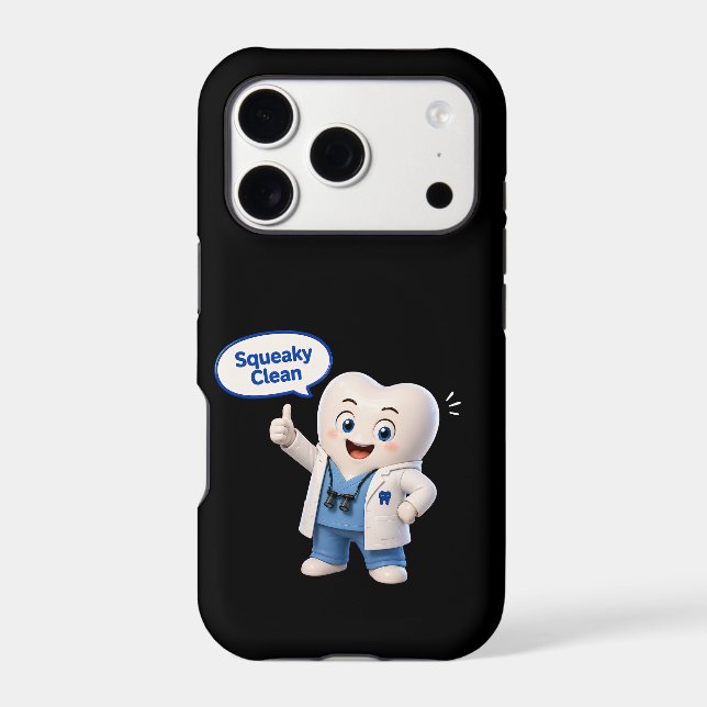 Squeaky Clean Tooth Mascot iPhone Case (Back)