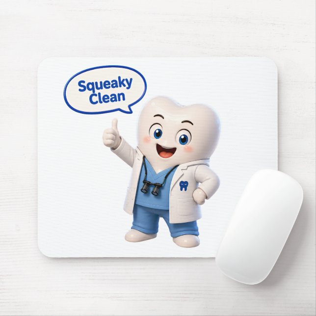 Squeaky Clean Tooth Mascot Mouse Pad (With Mouse)