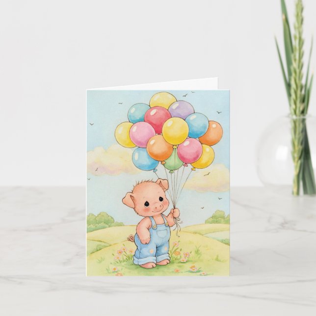 Squeal with Delight on Birthday Card (Front)