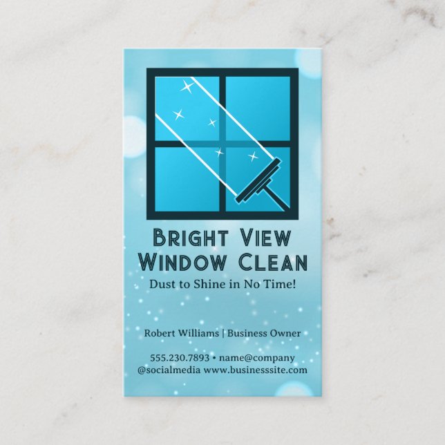 Squeegee Cleaning Glass Window Business Card (Front)