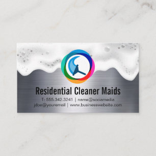 Squeegee Logo   Soap Froth   Metallic Business Card