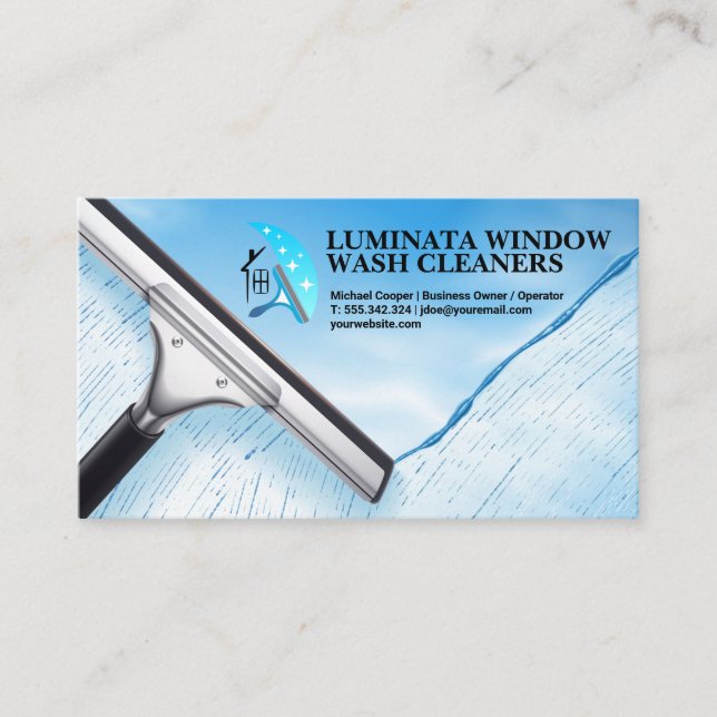 Squeegee Washing Window Business Card (Front)