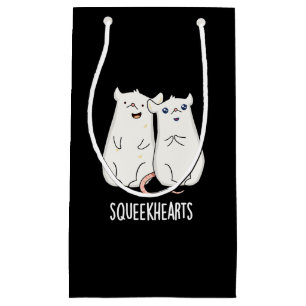 Squeekhearts Funny Mouse Sweetheart Pun Dark BG Small Gift Bag
