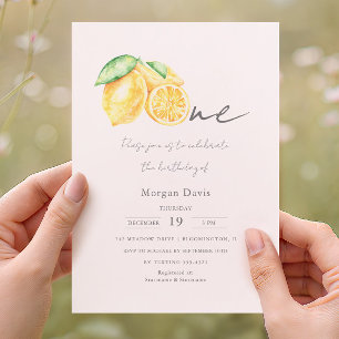Squeeze Lemon Citrus Summer Baby First Birthday Invitation
