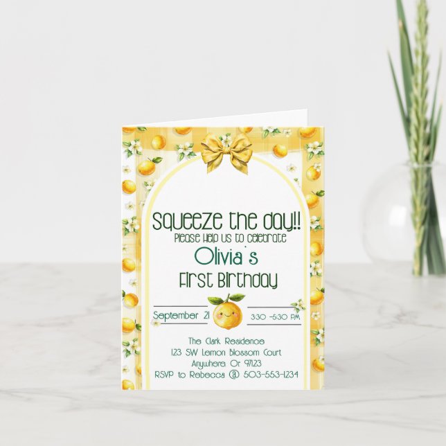 Squeeze the day - Babies 1st birthday Invitation (Front)